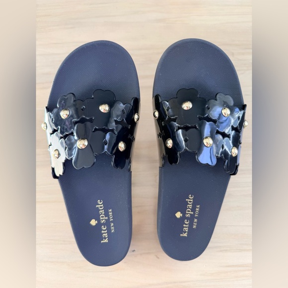 Kate Spade Black Slides with Gold Details - Picture 4 of 5